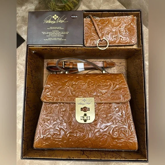 Patricia Nash box set Tooled Claire Satchel and Gela CC Case Florence New in box - Picture 1 of 16